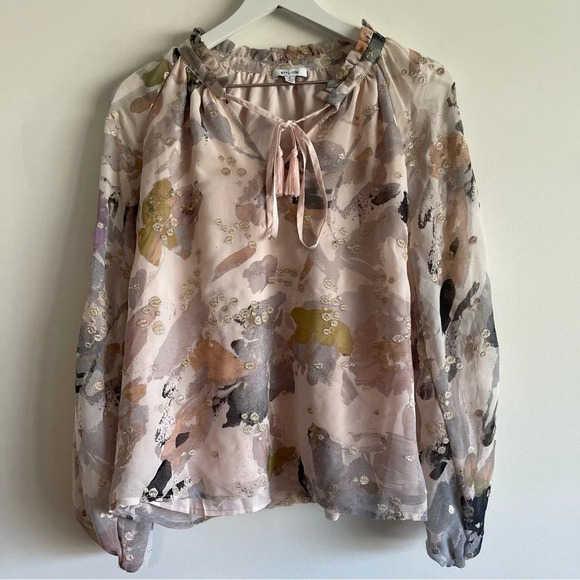 BTFL-Life pink metallic long sleeve blouse size small - Picture 3 of 9